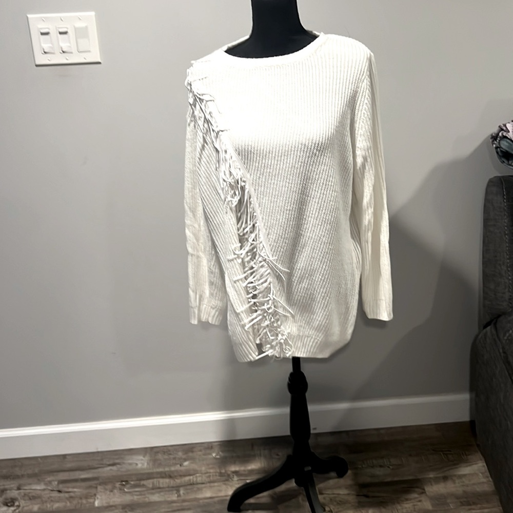 Sweater White with Fringes - size 3x